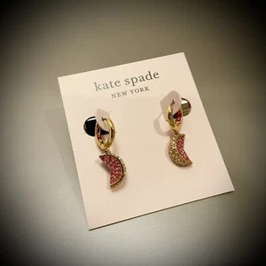 NWT KATE SPADE PAVE GRAPEFRUIT HUGGIE HOOP EARRINGS - Picture 1 of 6
