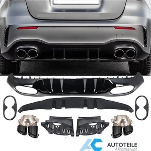 Heckdiffusor Doppel Auspuffblenden Für Mercedes W177 Hatchback mit AMG-Line - Bild 1 von 5