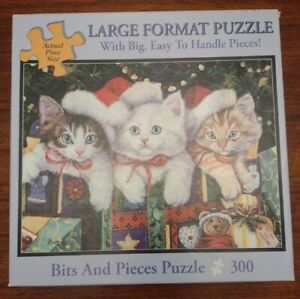  MEOWY CHRISTMAS 300 Pc Jigsaw Puzzle Bits & Pieces Kittens  100% complete 