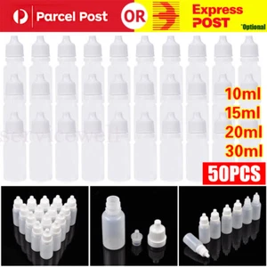 50x Plastic Empty Dropper Bottle Squeezable Drop Liquid Container 10/15/20/30ml - Picture 1 of 16
