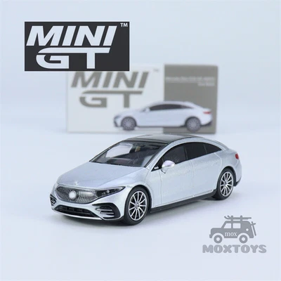 MINI GT 1:64 EQS 580 4MATIC High-tech Silver Metallic LHD Model Car - Image 1 of 4