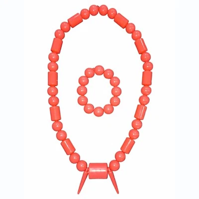 Conjunto de collar y pulsera de coral, conjunto de joyería con cuentas africanas para bodas (rosa) Foto 1 de 4