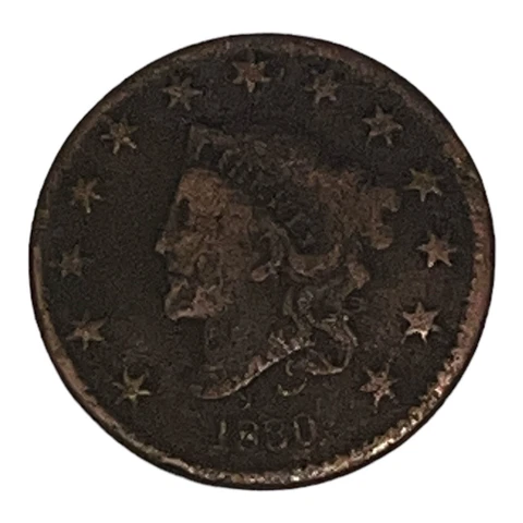 1830 N-1 Matron or Coronet Head Large Cent Coin 1c Cover