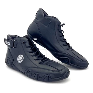 Clohoo Zapatillas de Cuero de Parte Superior Alta Zapatos para Hombres Talla 10 Negro Botín Aus Logo Nuevo - Imagen 1 de 18