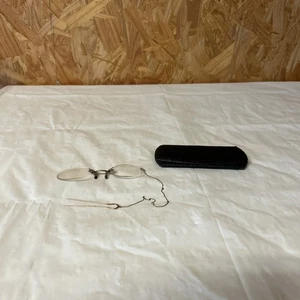 Antike viktorianische Brille Brille goldgefüllt mit Kette und Etui 7m - Bild 1 von 5