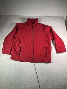 Chicos Design Jacket Silk Quilted  Womens Size 3 US Zip Pocket Red Quilted - Foto 1 di 6