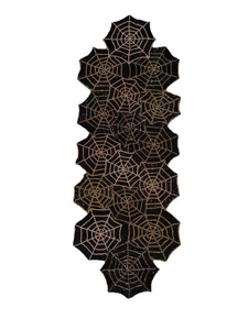 Tahari Fully Beaded Halloween CENTERPIECE TABLE RUNNER Spider Webs 13" x 36" - Picture 1 of 6
