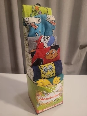 Nickelodeon Rugrats Ren Stimpy New 6 Pairs Casual Crew Socks Men Size 8-12 - Image 1 of 4
