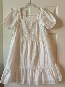 LOFT gesmoktes Midikleid mit Puffärmeln und Taschen in weiß Größe XS - Bild 1 von 8