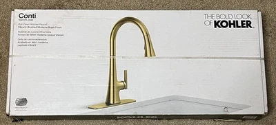 KOHLER Conti Single Handle Pull-Down Kitchen Faucet Vibrant Brushed Brass - Image 1 of 4