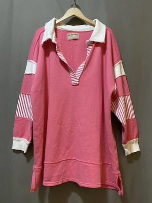 NUEVO SIN ETIQUETAS Free People WE THE FREE Mujer Grande Limpio Preparación Polo Talla XL Rosa Foto 1 de 4