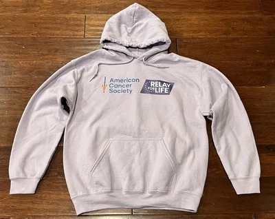 Sudadera con capucha con logotipo de relé mediano púrpura de la Sociedad Americana Contra El Cáncer para hombre Foto 1 de 4