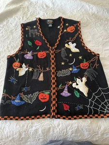 Designers Originals Studios Boo! Chaleco Halloween XL Bruja Sombrero Fantasma Calabaza - Imagen 1 de 8