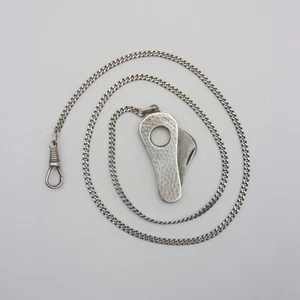 Vintage 830 Silver Cigar Cutter With Chain 18" MADE IN NORWAY - Picture 1 of 7