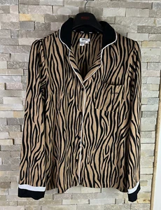 DKNY women’s size M animal print pyjama loungewear top blouse - Picture 1 of 7