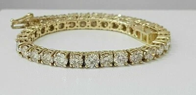 10CT Round Lab-Created Diamond Tennis Women's Bracelet 14K Yellow Gold Plated - Image 1 of 4