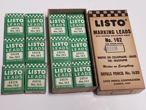Vtg. 1950's LISTO Pencil Co. Refill Marking Leads (Box of 72) -No. 162 Green NOS - Picture 1 of 3