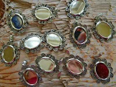 Espejo Colgante Ovalado Plateado Rodio Montaje Plano 13x18mm Bisel (Paquete 12) 1228 Foto 1 de 4