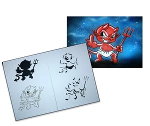 AS-048 Teufel Step by Step Airbrush Schablone für Acryl Spray Wand Tattoo Farbe - Picture 1 of 1