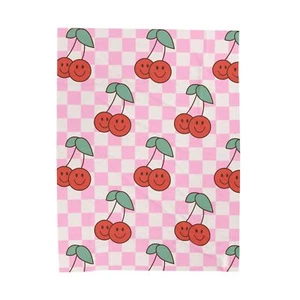 Karierte Kirschen Samt Plüsch Decke Kuschelige Deko, Überwurf, perfektes Geschenk - Bild 1 von 7