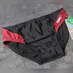 Speedo Powerflex Eco Mens Tone Setter Swim Briefs Black and Maroon Sizes 28 - 32 - Picture 1 of 3