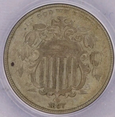1867 Shield Nickel No Rays ANACS EF45 XF45 RPD - Image 1 of 4