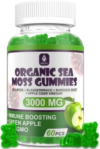 Organic Sea Moss Gummies for Kids & Adults, Vegan Irish Seamoss, 60 Gummies - Picture 1 of 5