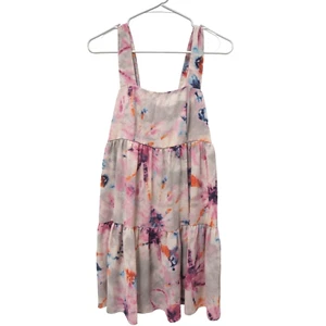 Vestido para mujer Adrienne S beige rosa floral en capas mini sin mangas satinado - Imagen 1 de 5