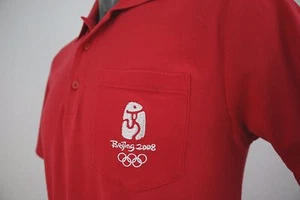Beijing 2008 Olympic Embroidered Men's Short Sleeve Polo Size L - Picture 1 of 8