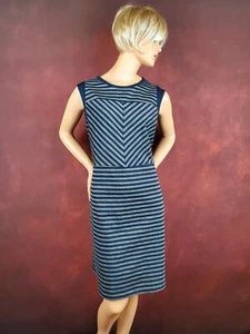 Merona Women's Wear to Work Sleeveless Knit Dress XXL Blue Gray Striped Sheath - Picture 1 of 7