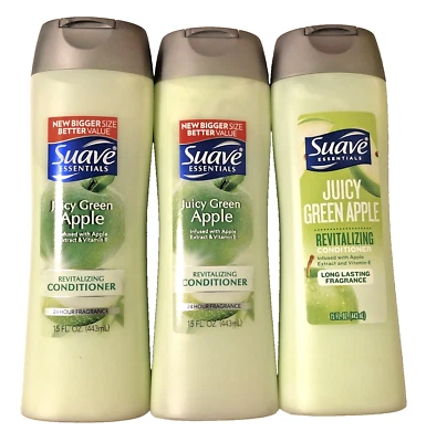 Suave Essentials Juicy Green Apple Acondicionador Revitalizante 15 fl oz Lote de 3 Foto 1 de 4