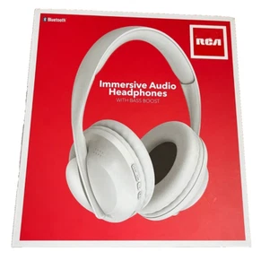 Bluetooth RCA Immersive Audio Headphones With Bass Boost Model Wave55 White Soft - Picture 1 of 7