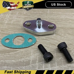 Turbo Oil Feed Inlet Flange w/ Gasket 4-AN Adapter Kit For AN4 T3 T3/T4 T04 T4 - Picture 1 of 14