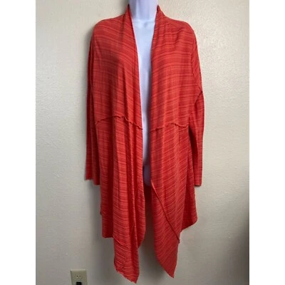 Cárdigan Suéter Línea Larga Frente Abierto Soft Surroundings Talla Grande Naranja Otoño Foto 1 de 4