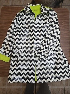 Damen MYCRA PAC LIFE Chevron Black & White Jacke grün gefüttert Größe M/L - Bild 1 von 11
