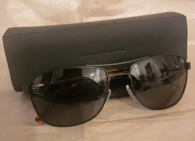 BANANA REPUBLIC MATTE BLACK FRAME WITH GREY LENS SUNGLASSES - Image 1 of 4