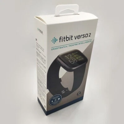 Fitbit Versa 2 Activity Tracker Health Fitness Smartwatch (Black / Carbon) New - Image 1 of 4