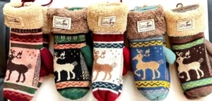 Vintage Style Soft Insulated Extra Warm Thick Winter Mittens Gloves w/Neck Strap - Picture 1 of 17