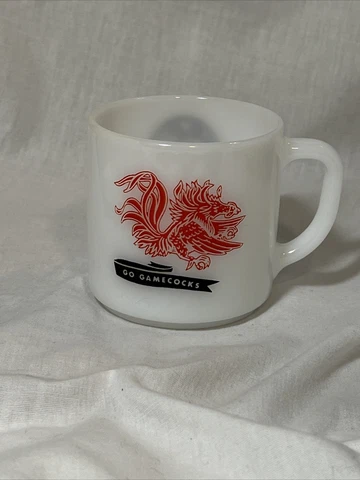 Vintage University of South Carolina Gamecocks Milk Glass Coffee Cup / Mug Cover