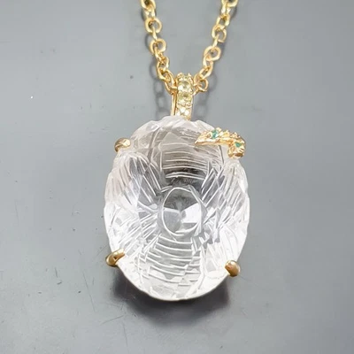 Collar de cuarzo natural hecho a mano 45ct+ plata de ley 925 18"/N26120 Foto 1 de 4