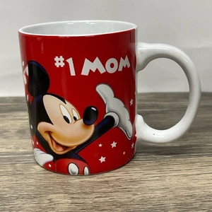 Disney #1 Mom Red Coffee Mug Mickey Minnie Donald Goofy Pluto Jerry Leigh - Picture 1 of 8