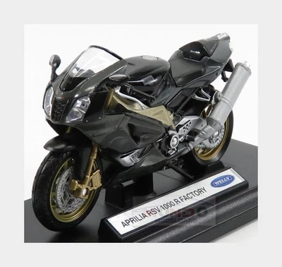 1:18 WELLY Aprilia RSV 1000R 2010 de fábrica negro plata WE12807-AP19660PW MMC Foto 1 de 2