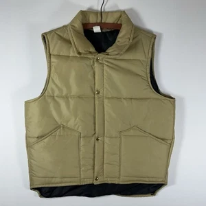Vintage 70er 80er Herren Puffer Weste hellbraun beige Front Druckknopf Western Outdoor Größe M - Bild 1 von 11