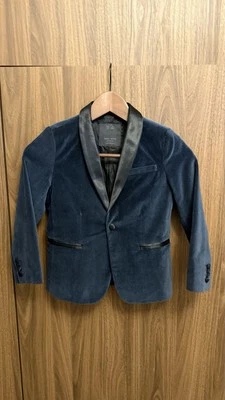 Chaqueta Blazer Zara Boys Collection Azul Terciopelo Esmoquin Talla 7, 122cm Foto 1 de 4