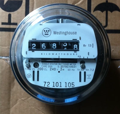 WESTINGHOUSE, WATTHOUR METER (KWH), TYPE D4/D5, ANALOG, EZ READ, 3W, 240V, 200A - Image 1 of 2