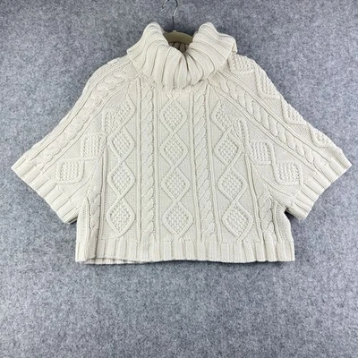 Acogedor poncho suéter de cuello alto tejido con cable Gap para mujer M grueso recortado abuela* Foto 1 de 4