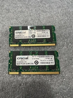Crucial 8GB (4GBx2) 200PIN DDR2 SODIMM PC2-6400 CT51264AC800. Labtop RAM Memory - Image 1 of 2