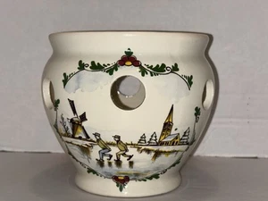 VTG Delft Polychrome Crocusiere Planter Candle Holder Vase Hand Painted Holland - Picture 1 of 11