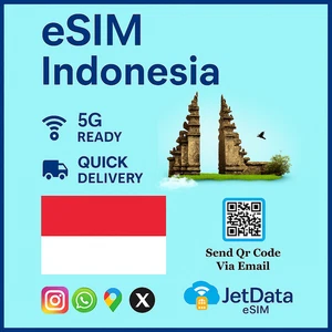 [eSIM] Indonesia SIM e-SIM card Travel Sim card Data Only 10GB - 50GB / 30Days - Photo 1 sur 1