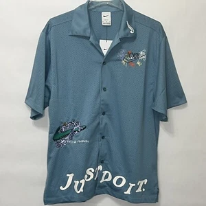 Nike Sportswear Just Do It Hawaii Mesh Design Logo Polo Button Shirt Medium - Bild 1 von 13